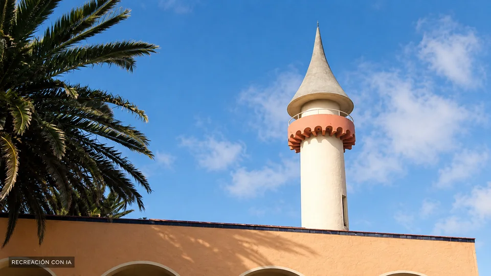 Recreación con IA de la torre cilíndrica del Museo Dámaso Antonio Larrañaga, con balcón coral y remate cónico, basada en una fotografía de 2013.